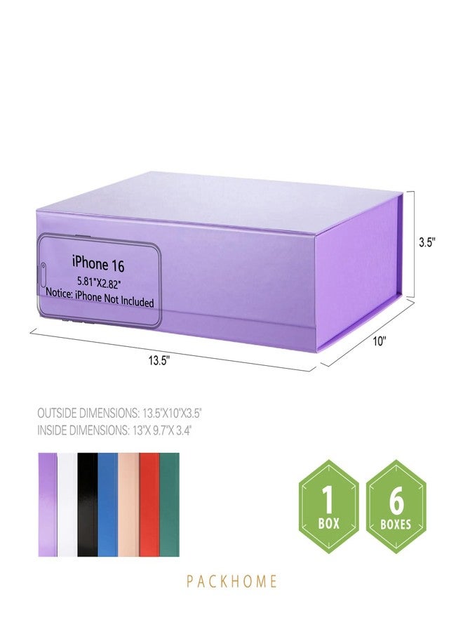 PACKHOME Large Gift Box 13.5x10x3.5 Inches, Sturdy Shirt Box with Magnetic Lid for Multiple Occasions (Glossy Purple) - Image 2
